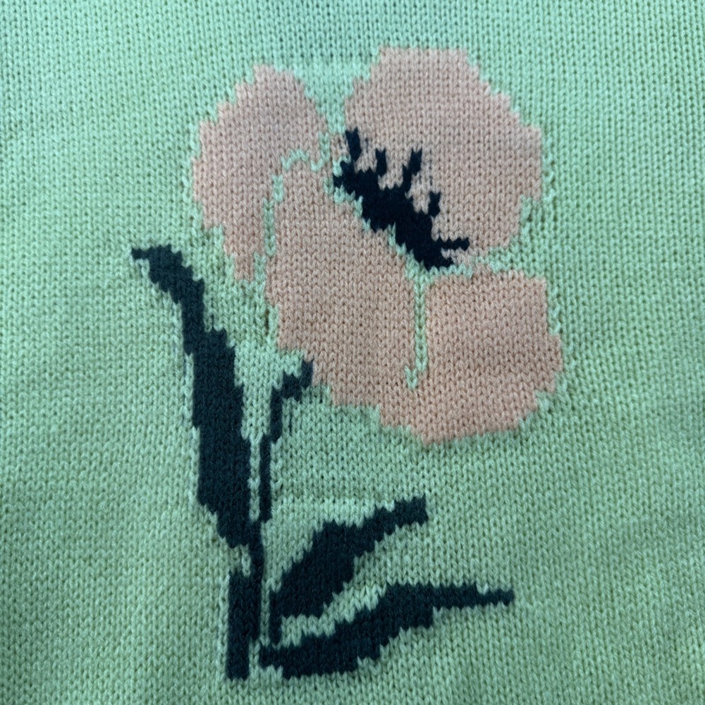 NWOT Candace Cameron Bure Lime Green Floral Poppy Open Front Cardigan Sweater XS - Picture 8 of 9